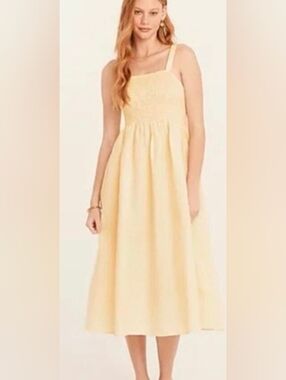 J. Crew Cream Smocked Top Sun Dress S